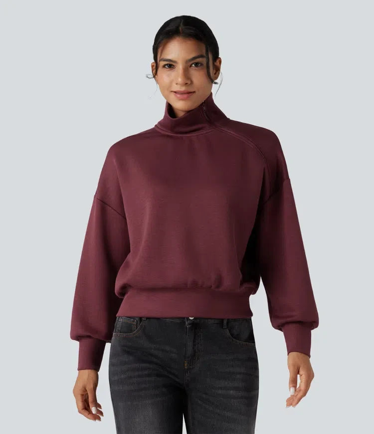 SpacerTek trattkrage halv dragkedja oversized vardaglig sweatshirt