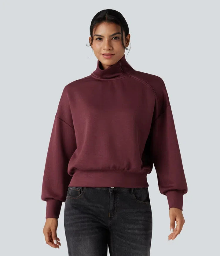 SpacerTek trattkrage halv dragkedja oversized vardaglig sweatshirt