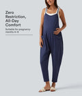 Fyrkantig halsringning avsmalnande vardaglig mamma jumpsuit med fickor