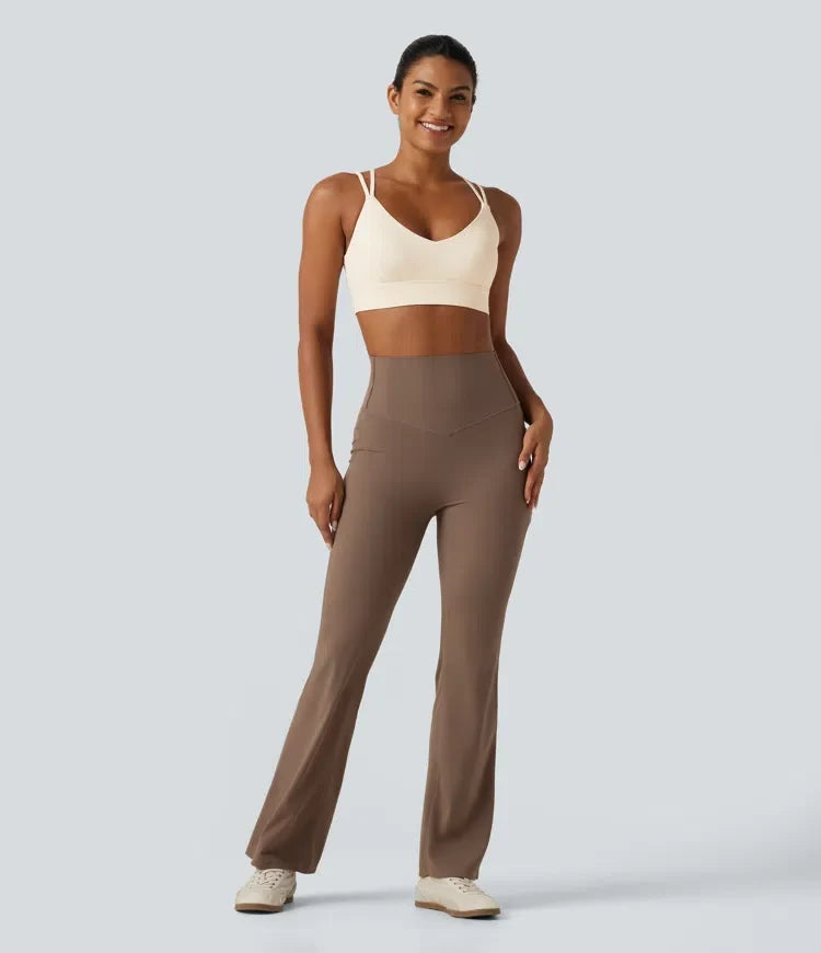 SoftlyZero Plush lätt stöd inbyggd bh korsad sport-bh för yoga