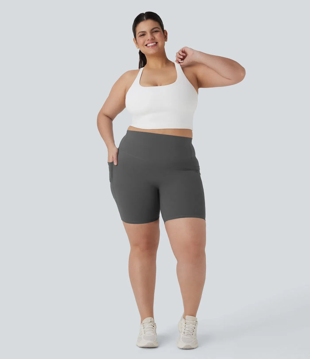 Halara UltraSculpt med hög midja och magkontroll formande träning plusstorlek cykelshorts 7&