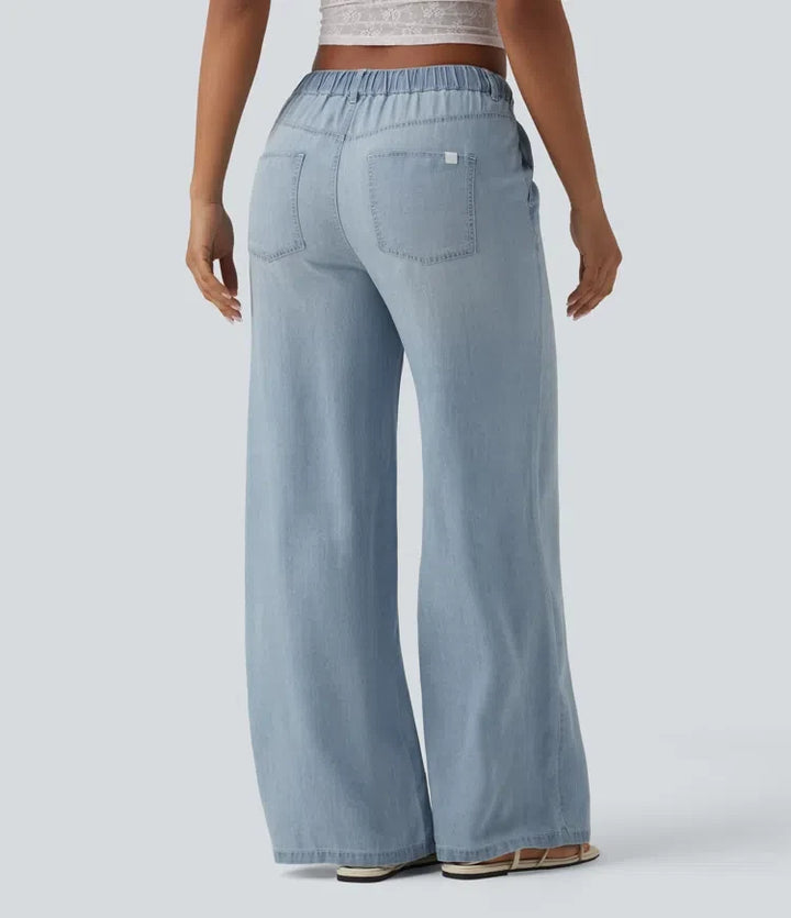 Med medelhög midja dragsko vardagsjeans med fickor