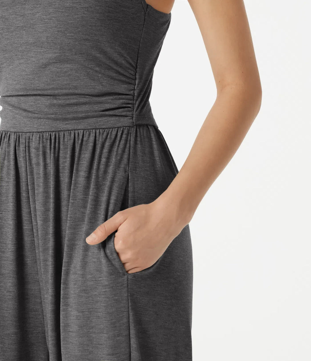 Justerbara axelband rynkat inbyggd BH melerad vardaglig jogger jumpsuit med fickor-Easy Peezy