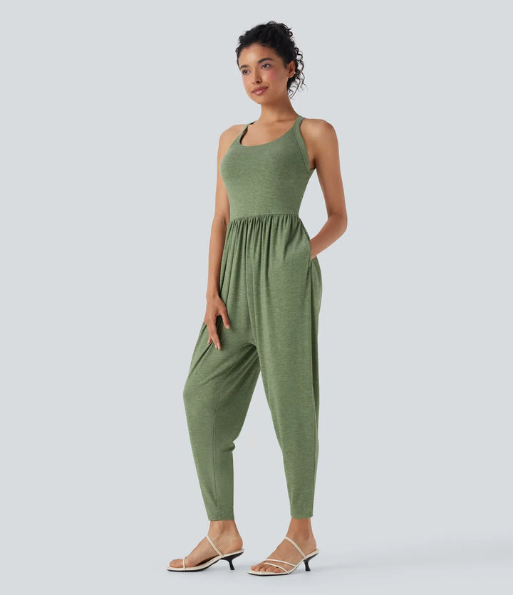 U-ringad harem vardaglig jumpsuit med fickor-Easy Peezy Edition DD-F-kupor