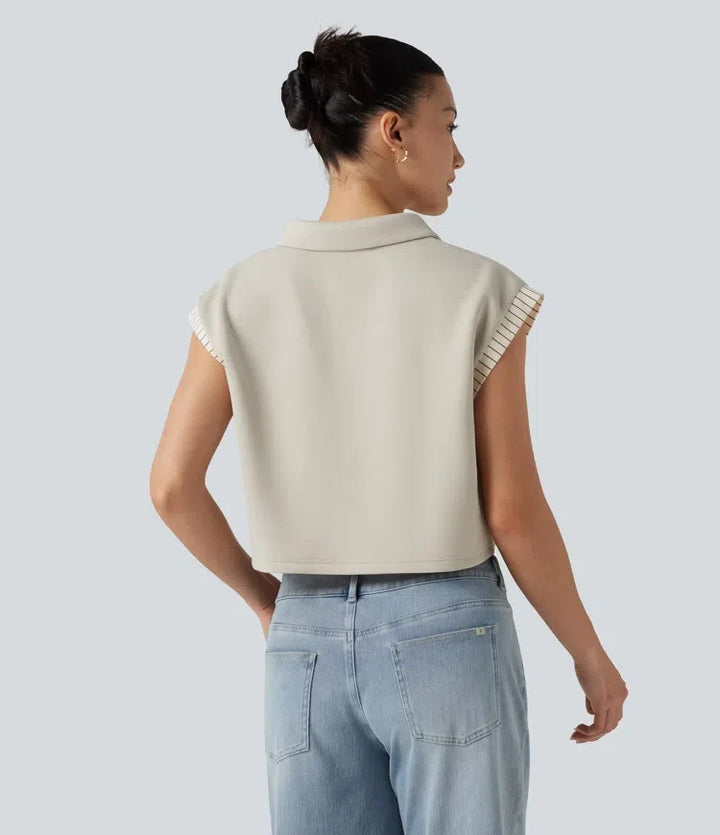 Nedsänkt kortärmad färgblock T-shirt för vardag