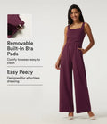 Fyrkantig halsringning ärmlös vida ben fest jumpsuit med fickor och inbyggd BH - Easy Peezy Edition