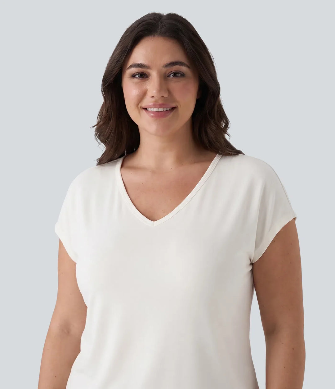 V-ringning kortärmad för vardag plusstorlek T-shirt