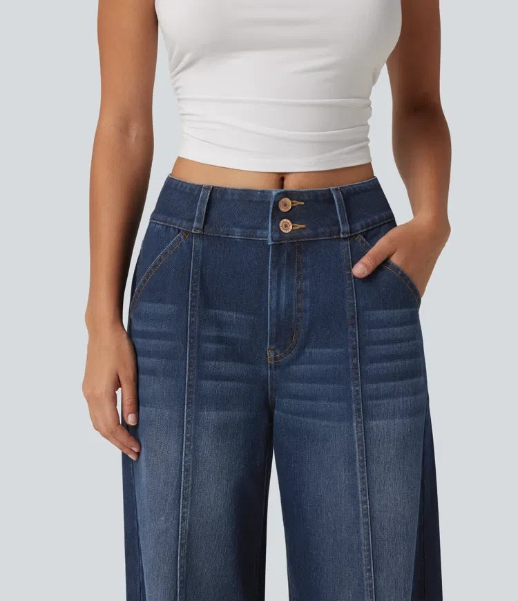 Halara Flex med medelhög midja vida ben vardagsjeans med fickor
