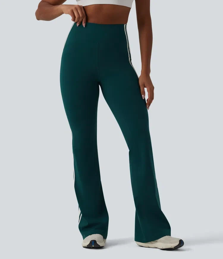 Lyckera UltraSculpt högmidjad magkontroll sida randig yoga 7/8 utsvängd leggings