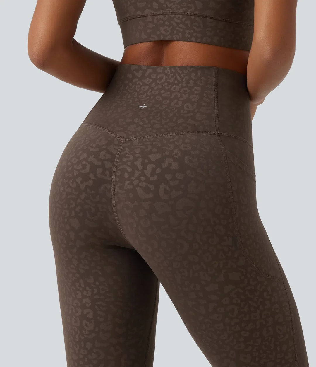 Lyckera UltraSculpt leopardmönster högmidjad magkontroll yogaleggings med fickor