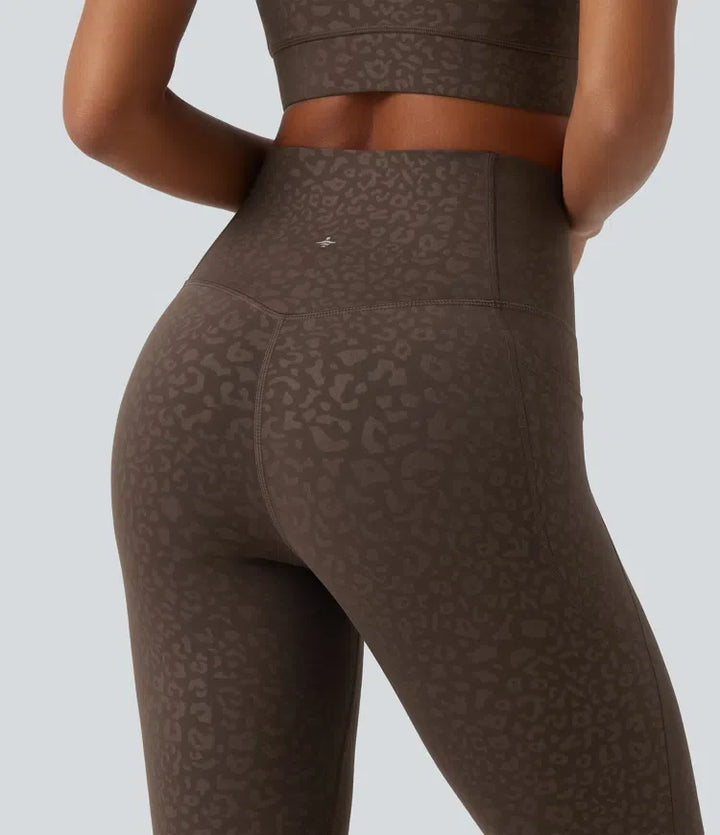 Lyckera UltraSculpt leopardmönster högmidjad magkontroll yogaleggings med fickor