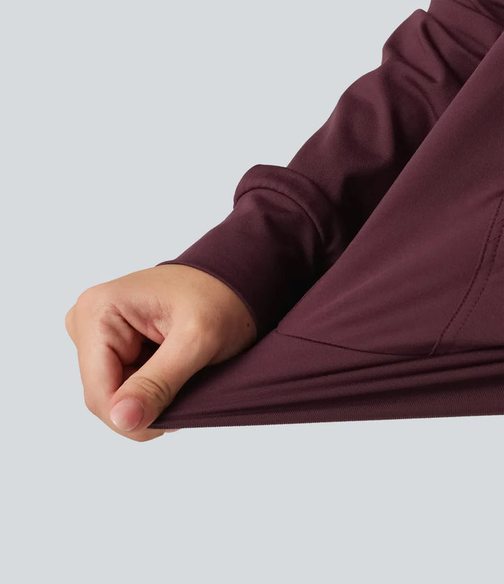Med huva långärmad avkoppling sweatshirt med ficka