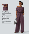 Enaxlad dragsko inbyggd BH vardaglig jumpsuit med fickor-Easy Peezy Edition