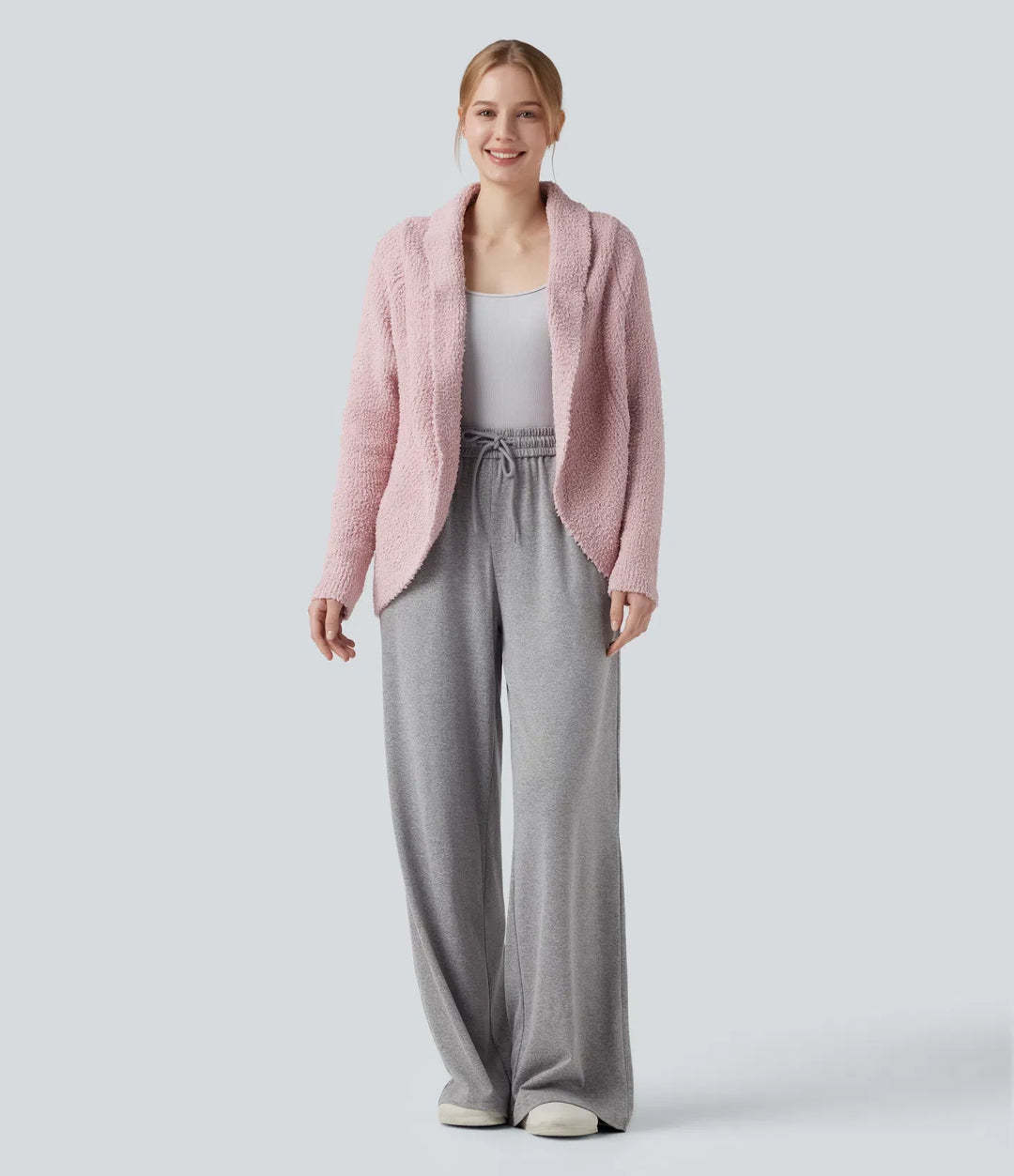 Sjalkrage lång raglanärm vardaglig cardigan