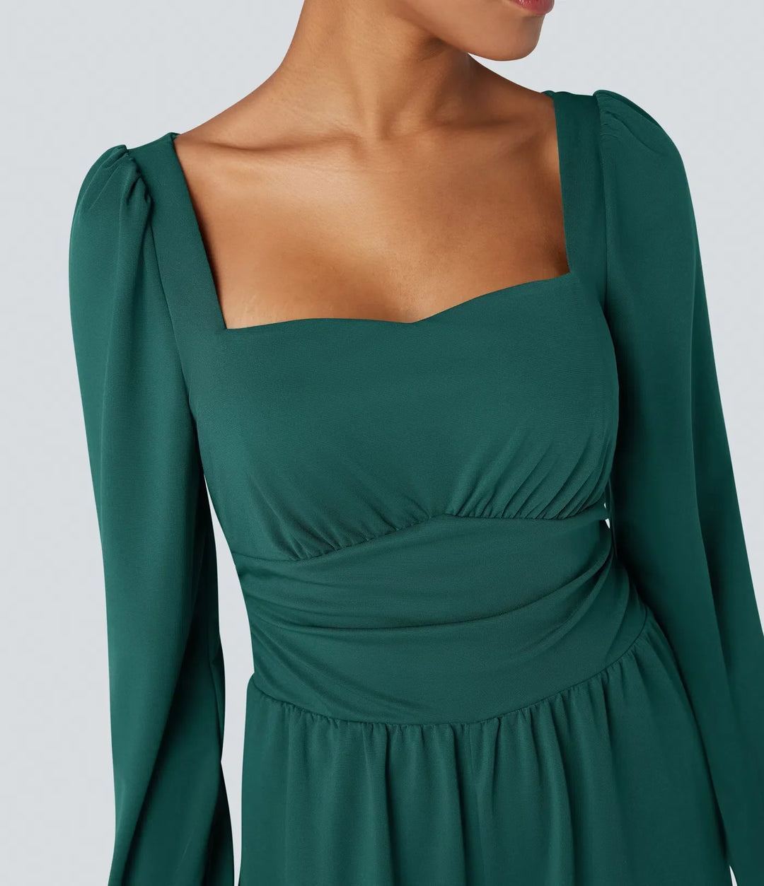 Fyrkantig halsringning långärmad arbetsjumpsuit med fickor-Easy Peezy Edition