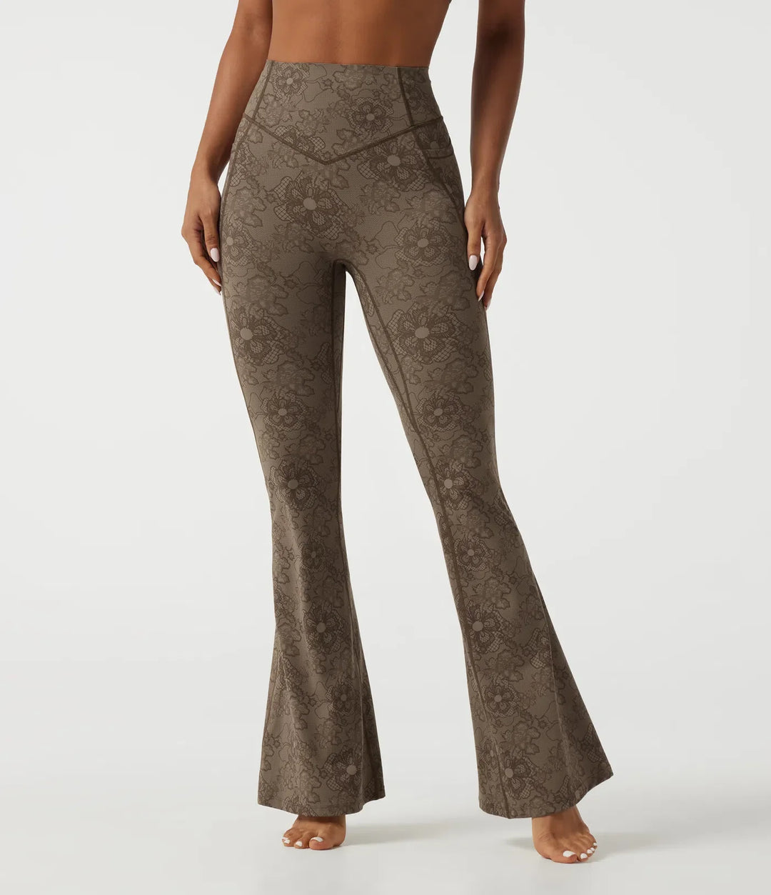 Lyckera UltraSculpt högmidjad magkontroll rumplyftande kontrastspets utsvängd yogaleggings med fickor