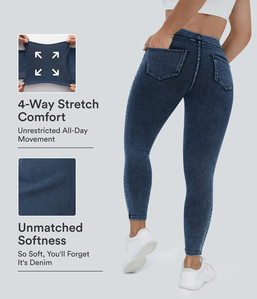 Halara Flex med hög midja och ficka denim plusstorlek vardagsleggings