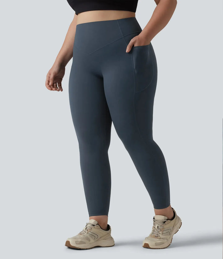Lyckera UltraSculpt högmidjad scrunch med rumplyft magkontroll ficka formande träning plusstorlek leggings