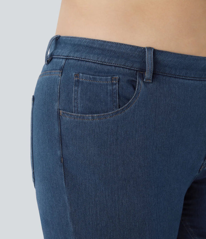 Lyckera Flex medelhög midja fickor vardaglig plusstorlek jeans
