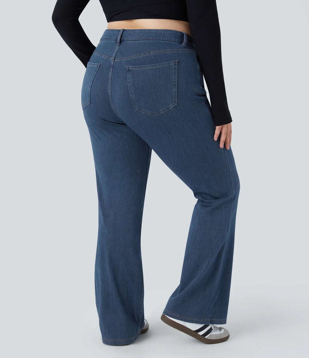 Lyckera Flex medelhög midja fickor vardaglig plusstorlek jeans