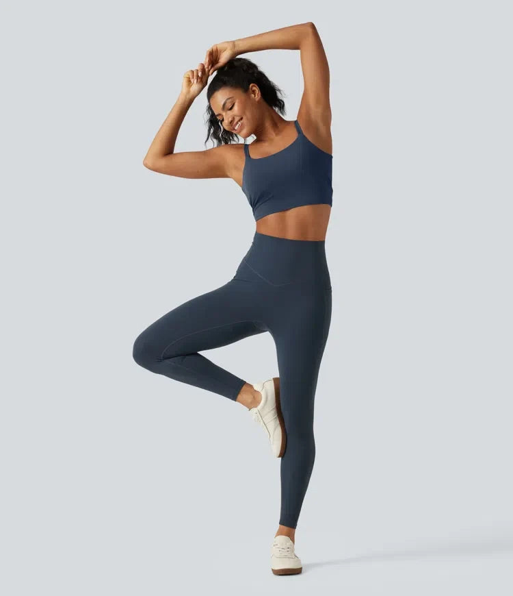 Lyckera UltraSculpt kurvig högmidjad magkontroll formande yogaleggings med fickor