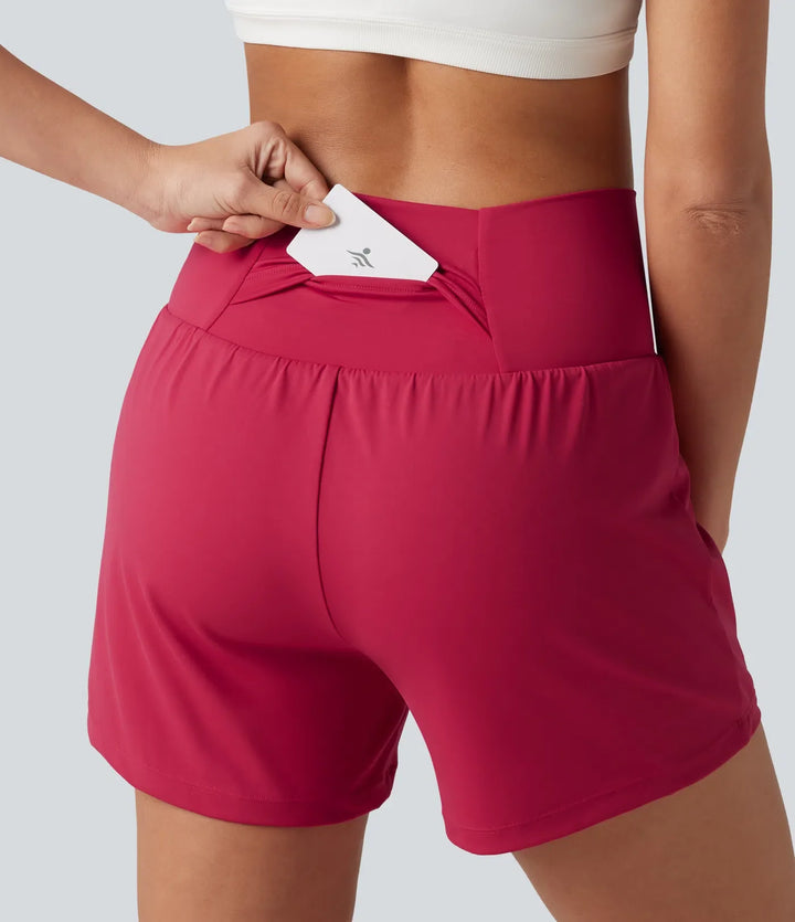SoftlyZero luftig crossover högmidjad 2-i-1 InstantCool yoga shorts 5&