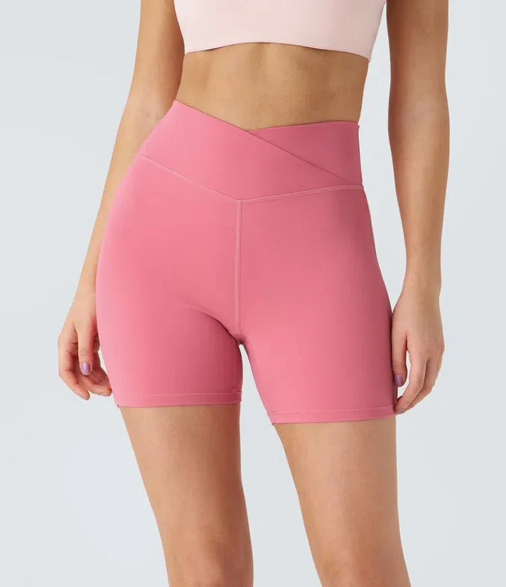 SoftlyZero Plush med hög midja omlott rynklad yogashorts 5&