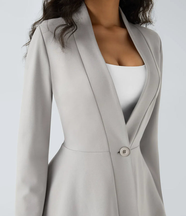 V-ringad enkel front peplum-arbetsjacka