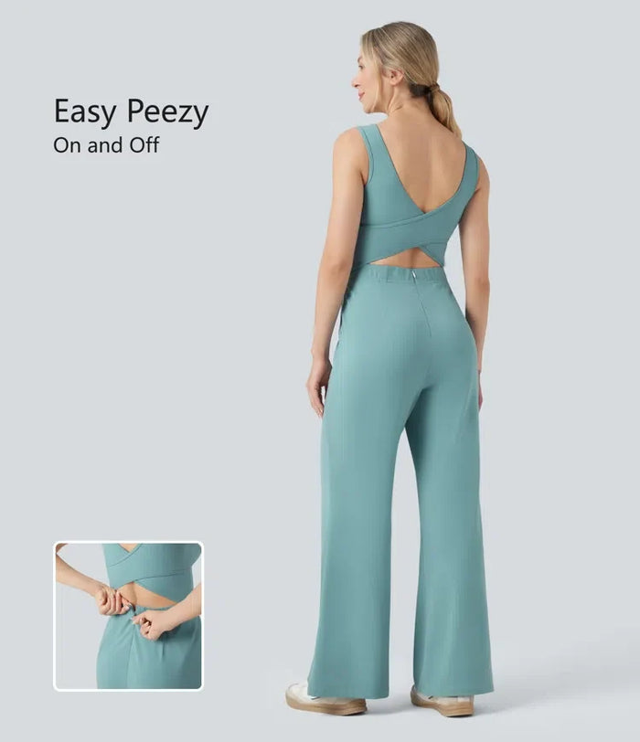 Crossover vardaglig jumpsuit med fickor-Easy Peezy Edition