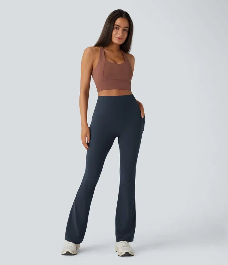 Halara UltraSculpt med hög midja, magkontroll och ficka formande yoga bootcut leggings