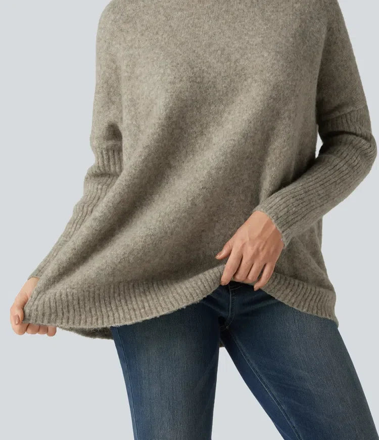 Hög hals långärmad oversized vardaglig tröja