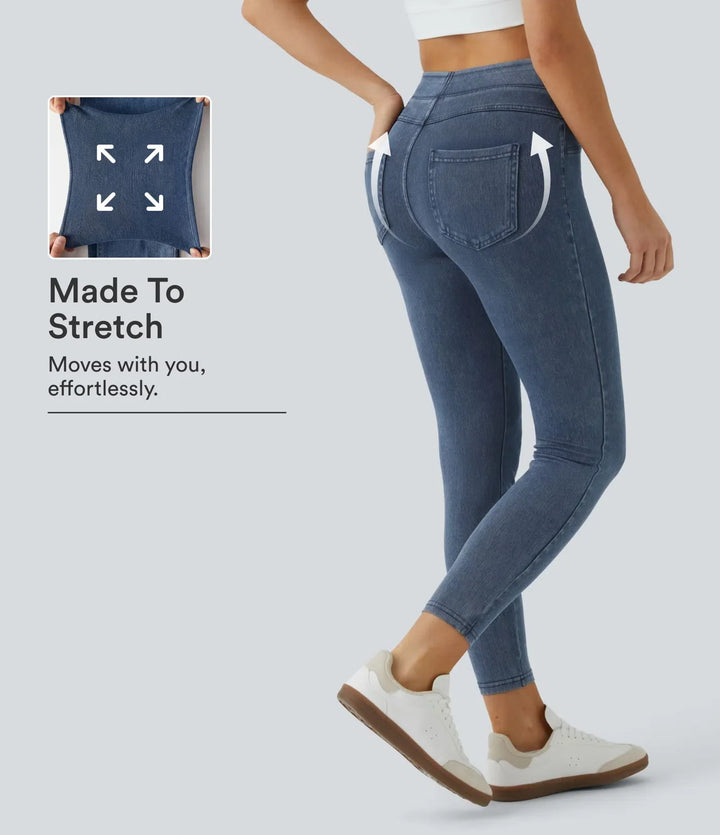 Lyckera Flex högmidjad ficka denim vardagsleggings
