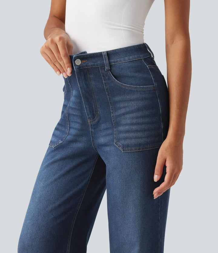 Lyckera Flex högmidjad utsvängd jeans med fickor