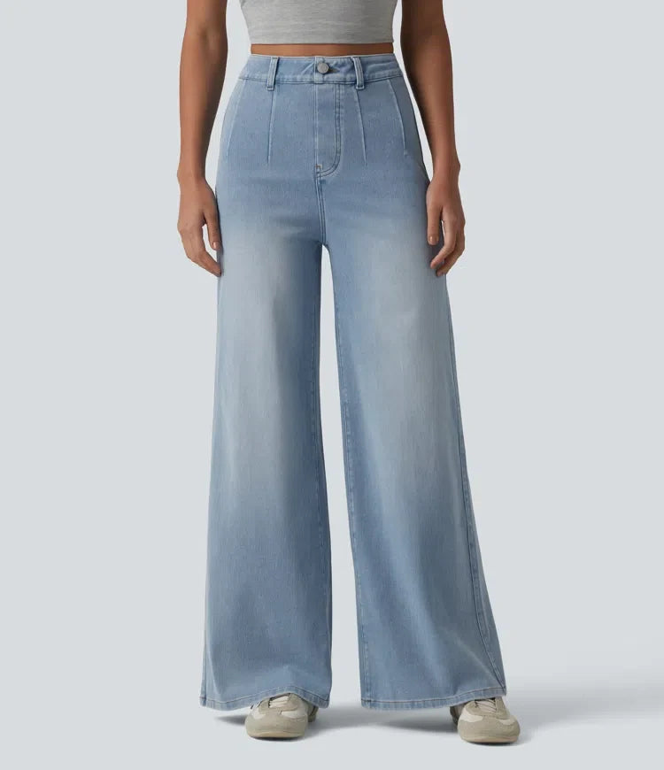 Halara Flex med hög midja och magkontroll vida ben vardagsjeans med fickor