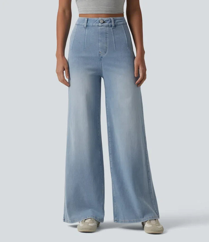 Halara Flex med hög midja och magkontroll vida ben vardagsjeans med fickor