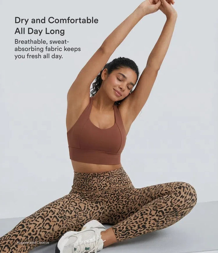 Halara UltraSculpt leopardmönstrad med hög midja och magkontroll yogaleggings med fickor