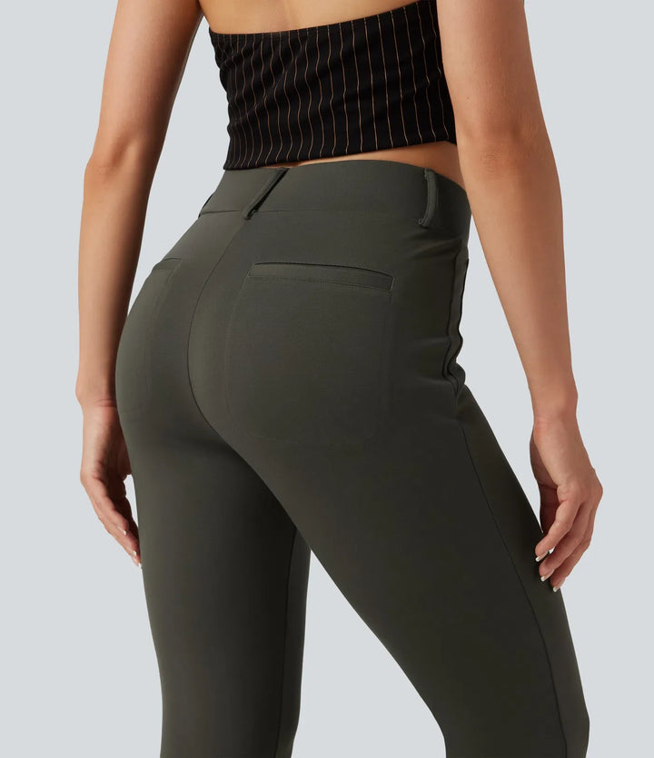 Halara Flex med medelhög midja bootcut kontorsbyxor med fickor