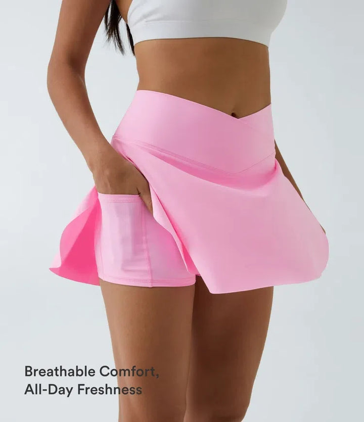SoftlyZero Airy omlottmodell med ficka 2-i-1 InstantCool tenniskjol – Lucid – längre modell