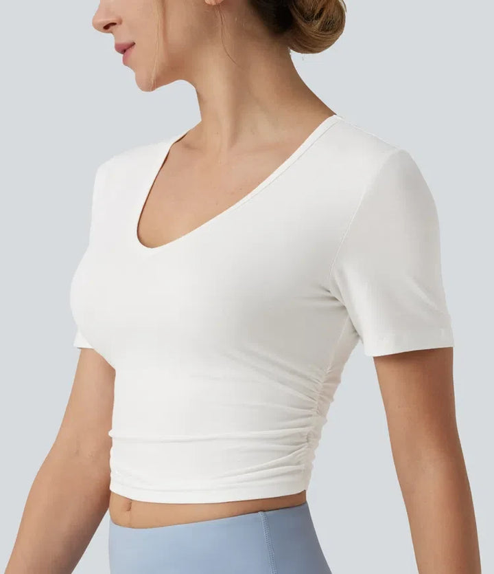 V-ringning kortärmad kort T-shirt för vardag