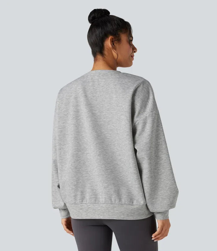 Rund hals långärmad avslappnad vardaglig sweatshirt med fickor