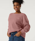 Rund hals långärmad nedhasad våffelstruktur vardaglig sweatshirt med ficka