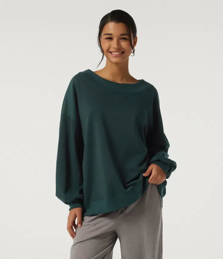 Rund hals långärmad fleece vardaglig sweatshirt