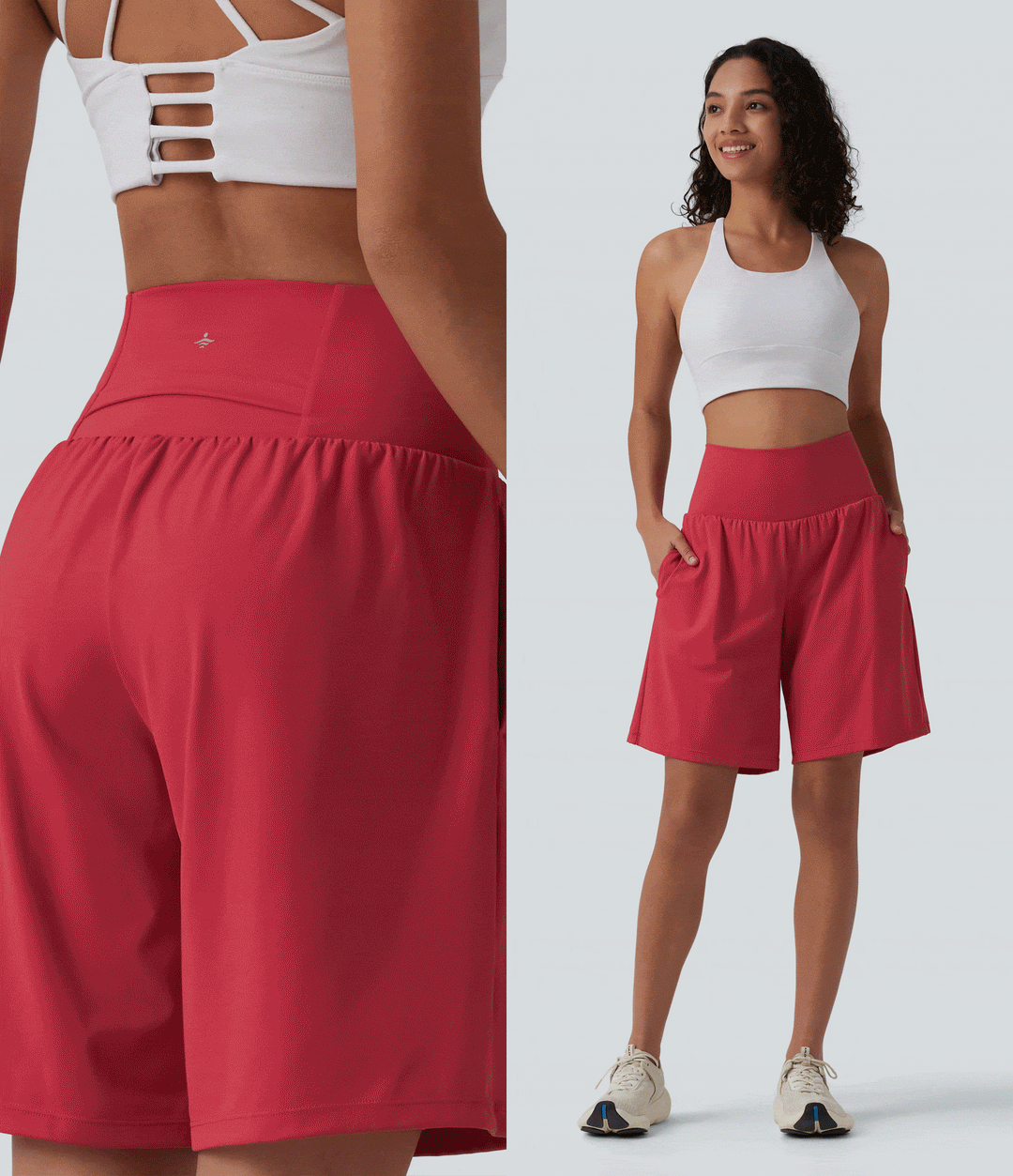 SoftlyZero Airy med extra hög midja 2-i-1 InstantCool yogashorts 9" med fickor