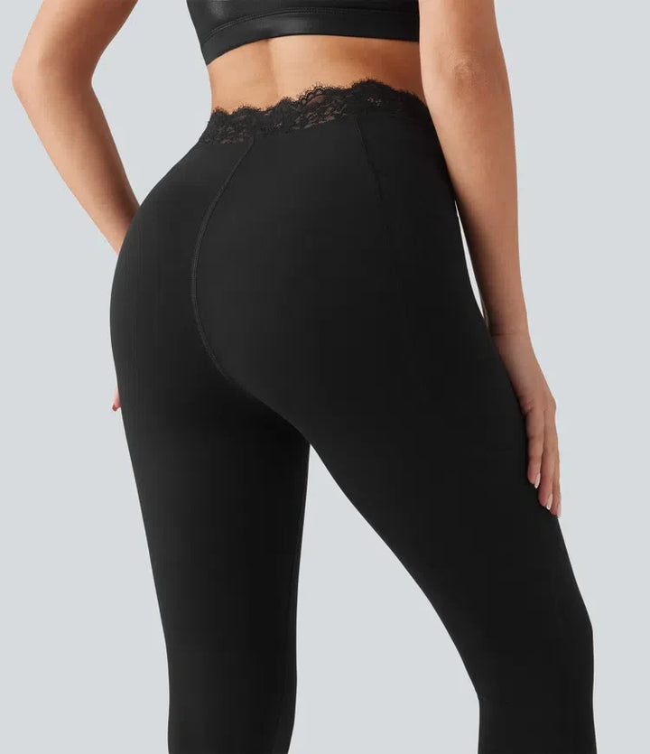 Halara UltraSculpt V-formad med hög midja kontrastspets yogaleggings med fickor