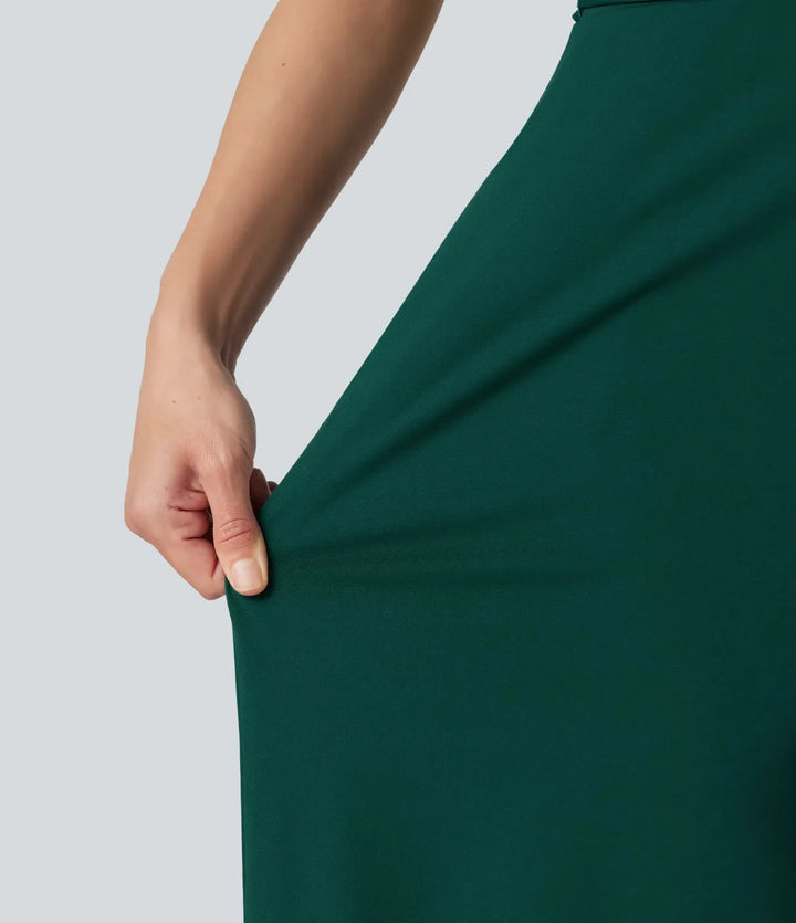 V-ringad kortärmad knytning i sidan baggy vardaglig jumpsuit med fickor-Easy Peezy Edition