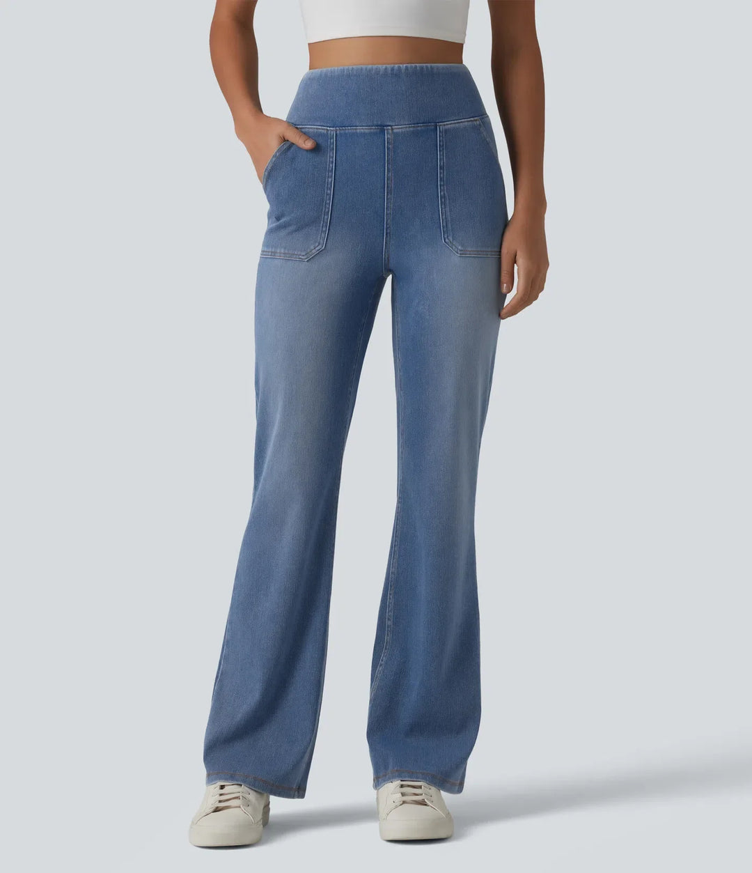 Halara Flex med hög midja och magkontroll bootcut vardagsjeans med fickor