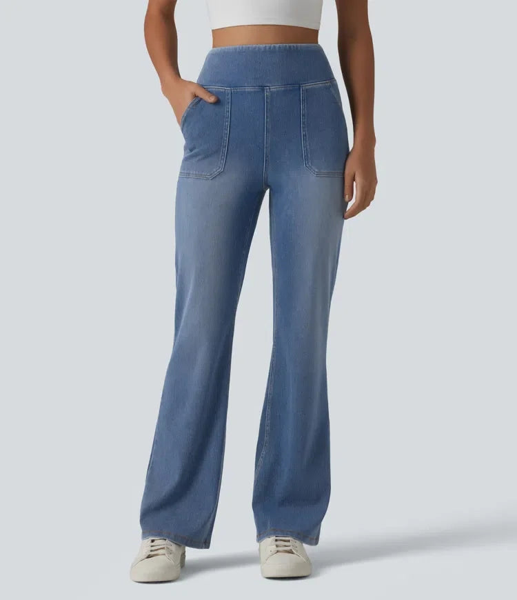 Halara Flex med hög midja och magkontroll bootcut vardagsjeans med fickor