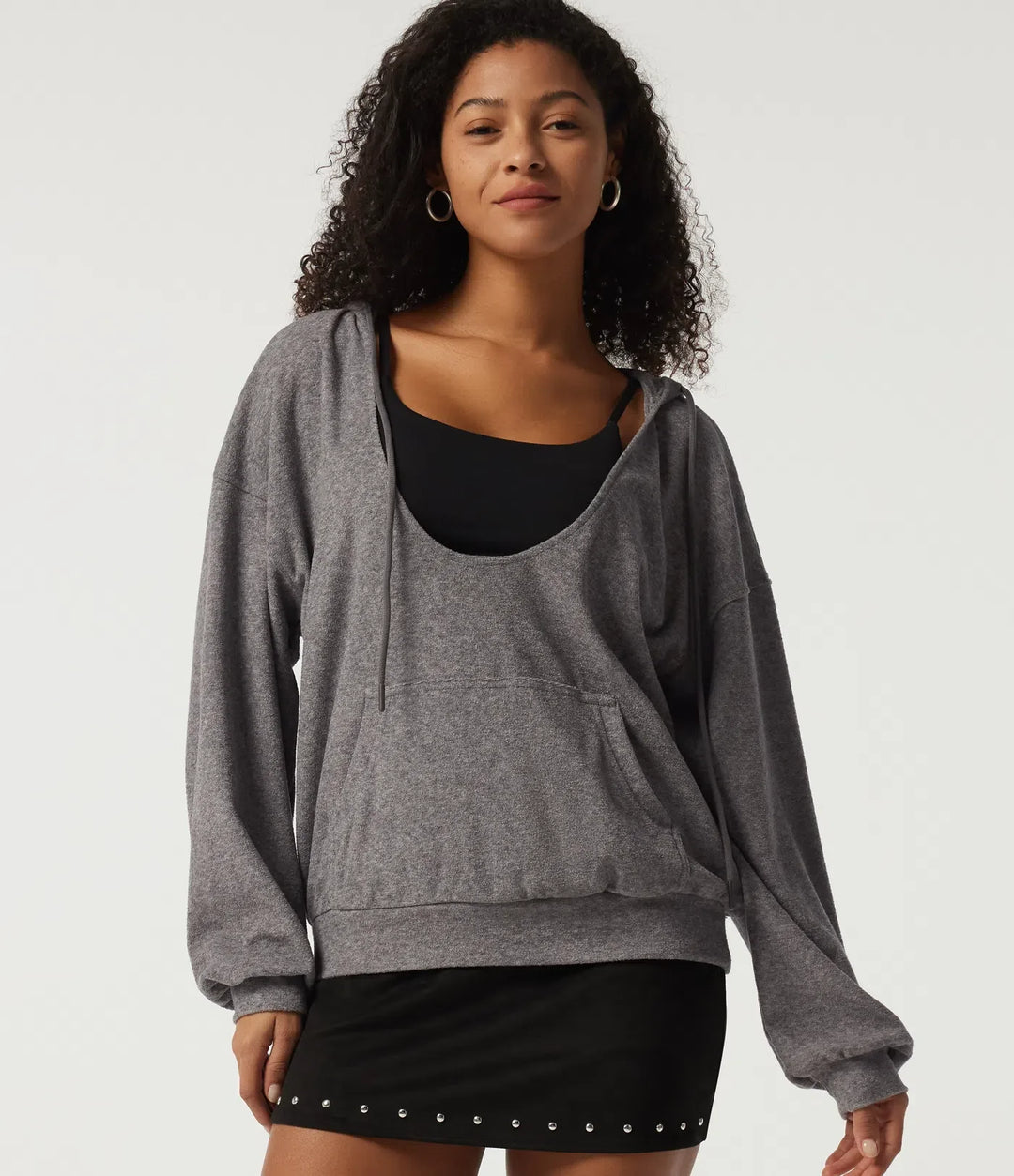 Med huva långärmad vardaglig pullover sweatshirt med fickor