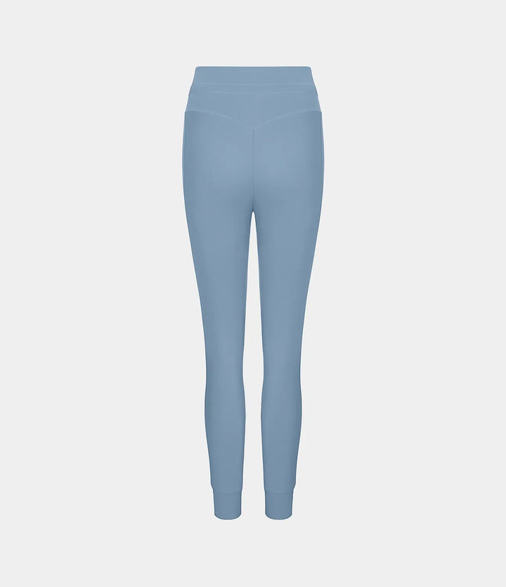 SoftlyZero Plush med hög midja dragsko ficka enfärgad fullängd joggingbyxor