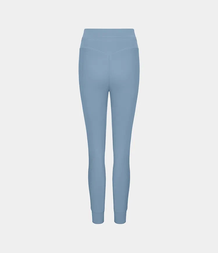 SoftlyZero Plush med hög midja dragsko ficka enfärgad fullängd joggingbyxor